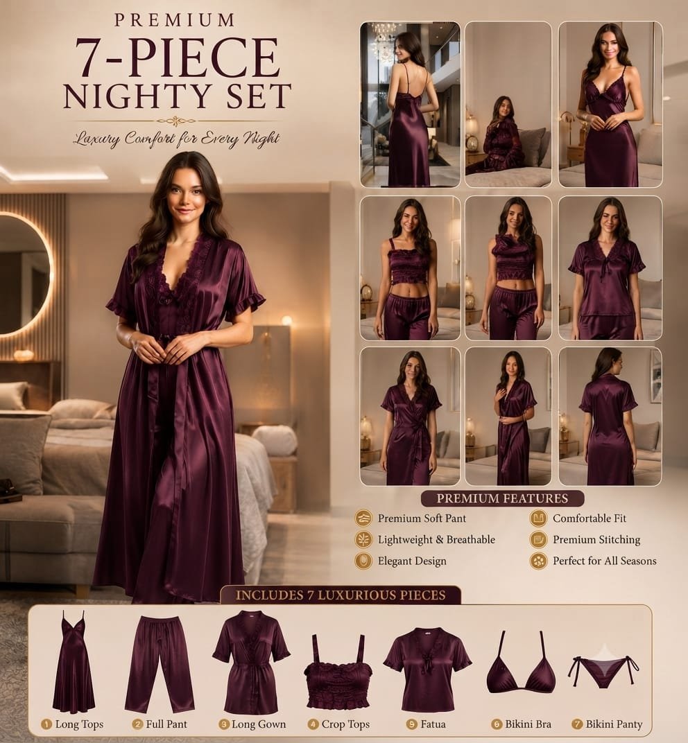 WhatsApp Image 2026-07-25 at 4.09.49 AM (1) 7 Part Nightwear - Image 1
