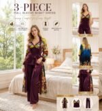 Peacock Premium 3-Piece Full Sleeve Satin Night Dress Set for Women