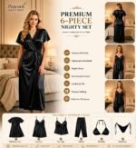 Premium 6-Piece Satin Nighty Set for Women
