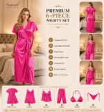Premium 6-Piece Satin Nighty Set for Women - Image 4