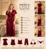 Premium 6-Piece Satin Nighty Set for Women - Image 6